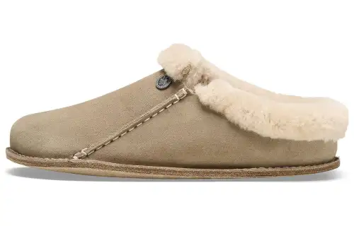 Birkenstock Suede Closed Toe Slippers Unisex Taupe Regular