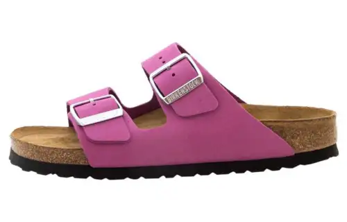 Birkenstock Arizona Soft Footbed Leather Slide Slippers Women's Purple Blue Multicolor
