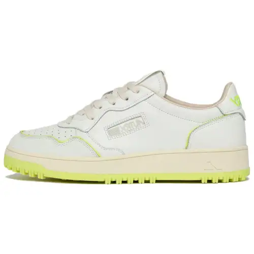 AUTRY Leather Low top Skateboard Shoes Men's White Yellow