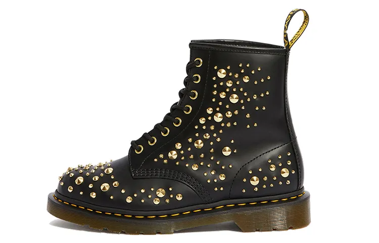 Dr. Martens 1460 Midas Gold Color 8 Combat Boots Couple Style Black