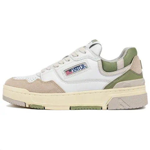AUTRY Clc Cow Leather Fashion Trend Abrasion Resistant Low top Skateboard Shoes Women's White Gray Green