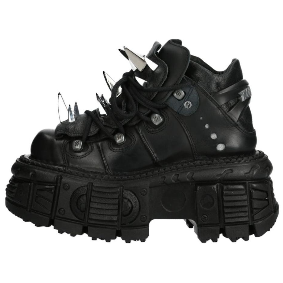 NEW ROCK Cow Leather Low top Casual Shoes Unisex Black
