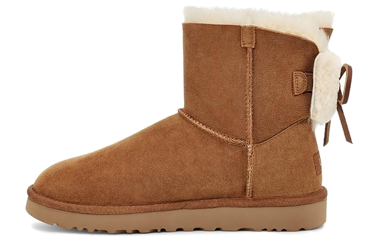 Женские сапоги UGG Classic Double Bow Mini (коричневые) — фото 1