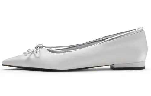CHARLES&KEITH Small Ck Fabric Women's Casual Shoes 1.5cm Women's Silver/White/Black Box Black