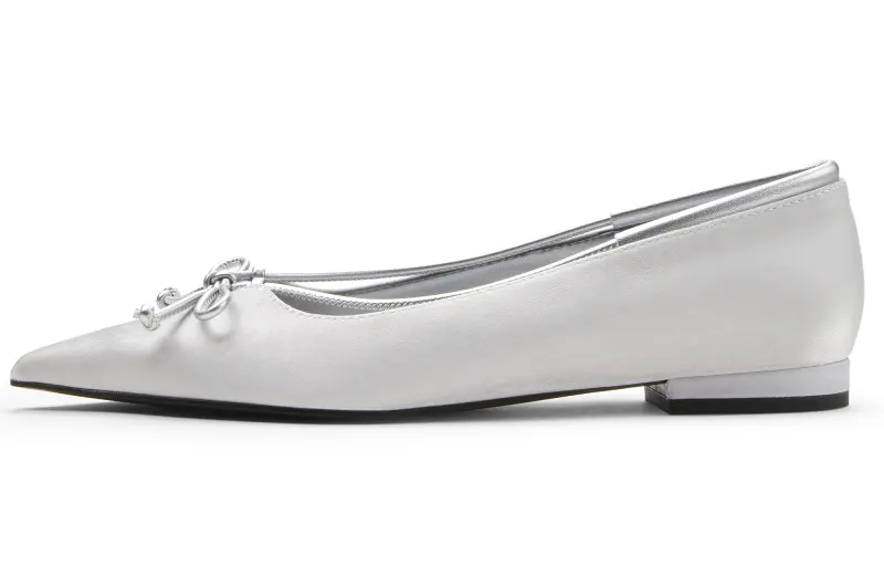 CHARLES&KEITH Small Ck Fabric Women's Casual Shoes 1.5cm Women's Silver/White/Black Box Black