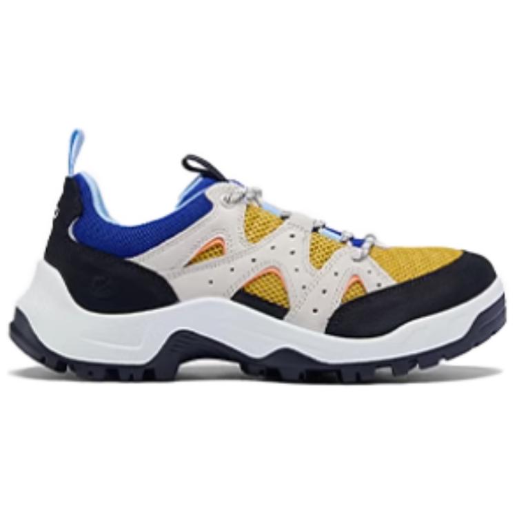 Ecco Off road Series Cow Leather Slip Resistant Low top Hiking Shoes Men’s Beige Yellow Black