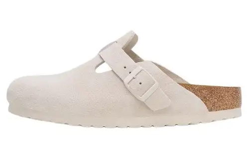 Boston Birkenstock Soft Footbed Suede Leather Narrow 'Antique White'