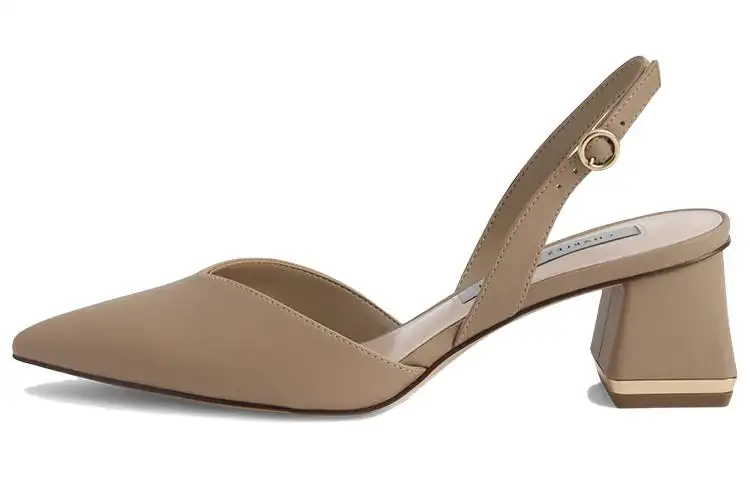 CHARLES&KEITH Pu Chunky Heel High Heels 5.3cm Women's Sand