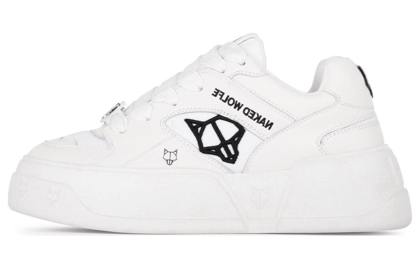 Naked Wolfe Crash Cow Leather Platform Slip Resistant Low top Skateboard Shoes Women's White