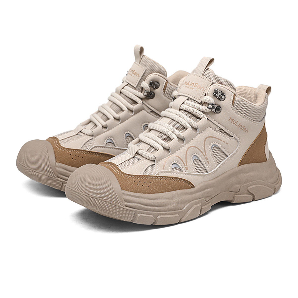 Mulinsen Outdoor Mountaineering Cushioning Breathable Cushioning Breathable Mid top Hiking Shoes Men’s