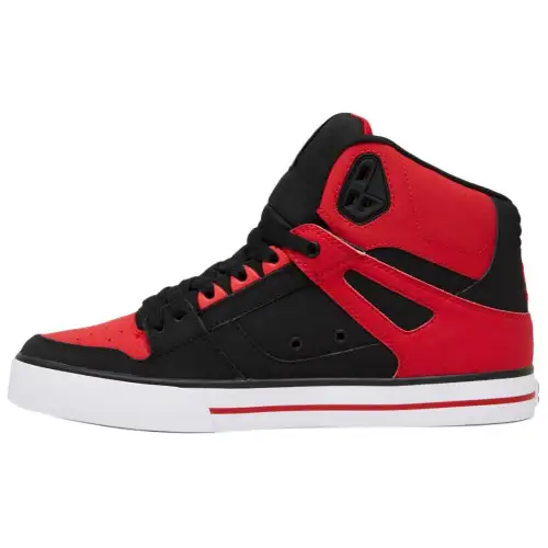 DC Shoes Pure Se Leather High top Skateboard Shoes Men's Black Red