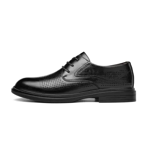 CARTELO Cardile crocodile two-layer cowhide, hollow and breathable, classic business workplace commuting, fashionable, simple and versatile, rubber is comfortable and wear-resistant, formal leather shoes, men's black