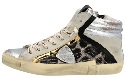 PHILIPPE MODEL Skateboard Shoes Women's High Top Black Silver