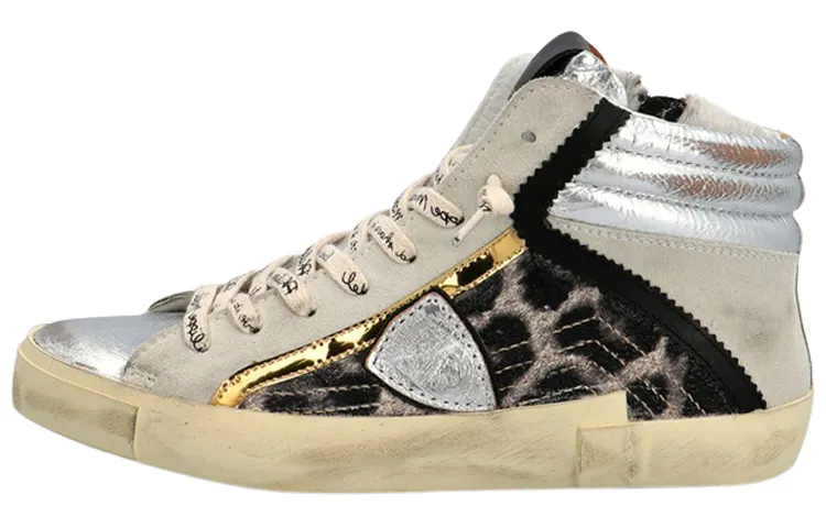 PHILIPPE MODEL Skateboard Shoes Women's High Top Black Silver