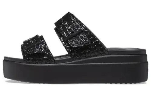Crocs Brooklyn Croco Shine Buckle 'Black' Women's