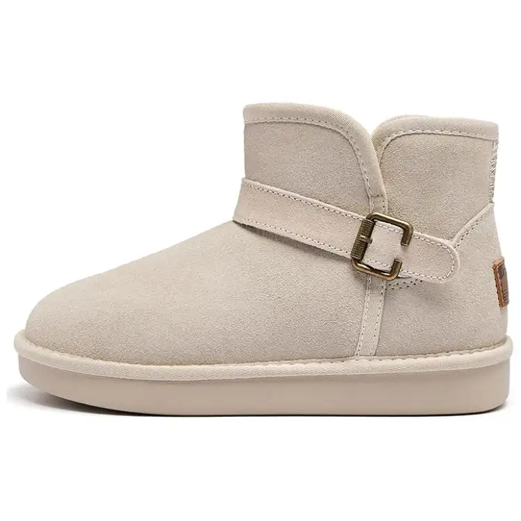 AGSDON Cow Suede Thermal 11cm Snow Boots Women's Beige