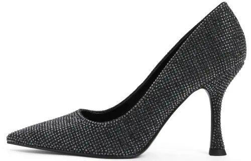 CHARLES&KEITH Small Ck Fabric Slim Heel High Heels 9.3cm Women's Black