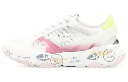 PREMIATA Fabric Slip Resistant And Breathable Low top Casual Shoes Women's White Pink