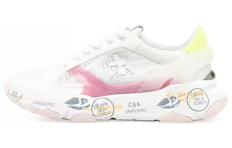 PREMIATA Fabric Slip Resistant And Breathable Low top Casual Shoes Women's White Pink