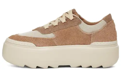 UGG Split cowhide suede comfortable casual thick sole low-top sneakers women's sand color