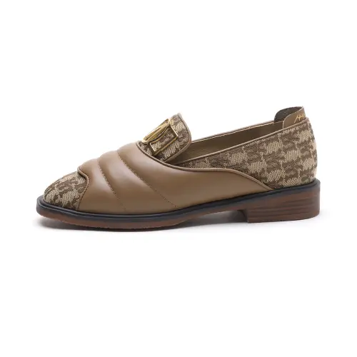 Miguel Vieira Cow Leather Casual Shoes Low Heel Women's Khaki/Black White