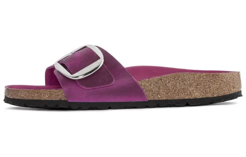 Birkenstock Leather Slide Slippers Women's Fuchsia Narrow