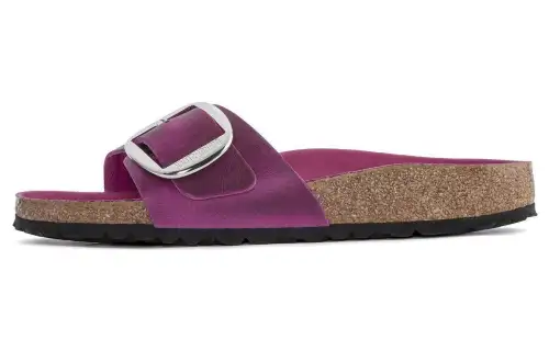 Birkenstock Leather Slide Slippers Women's Fuchsia Regular