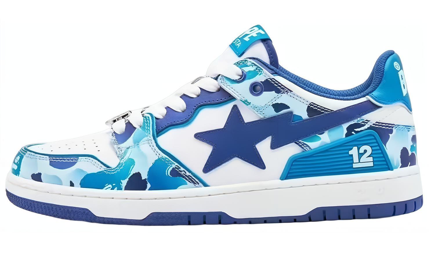 Женские кеды A BATHING APE SK8 12 (бело-синие)