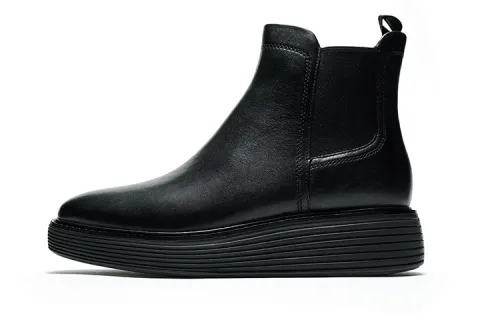 COLE HAAN Top Grain Cow Leather Ankle Boots Women's Black
