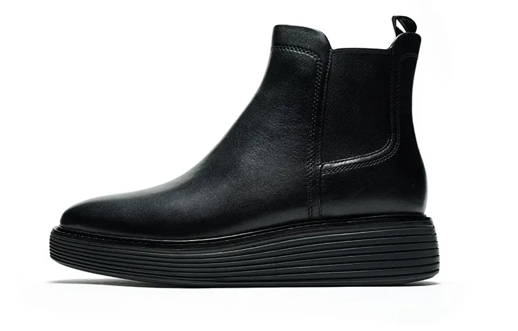 COLE HAAN Top Grain Cow Leather Ankle Boots Women's Black
