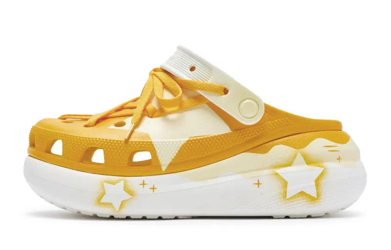 Crocs Crush Clog 811 Manufacturing, Cheese Star Jacket EVA Clogs Unisex Orange Yellow White