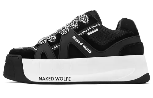 Naked Wolfe Slide Leather Low top Stylish Skateboarding Shoes Men's Black
