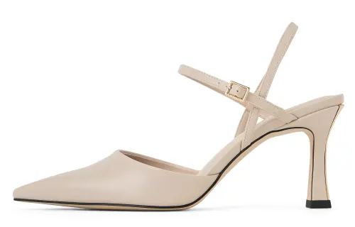 CHARLES&KEITH Small Ck Pu One Strap Sandals 8cm Women's Nude Flesh/Black