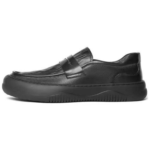 BELLE Casual Leather Shoes Men's Low Top Black