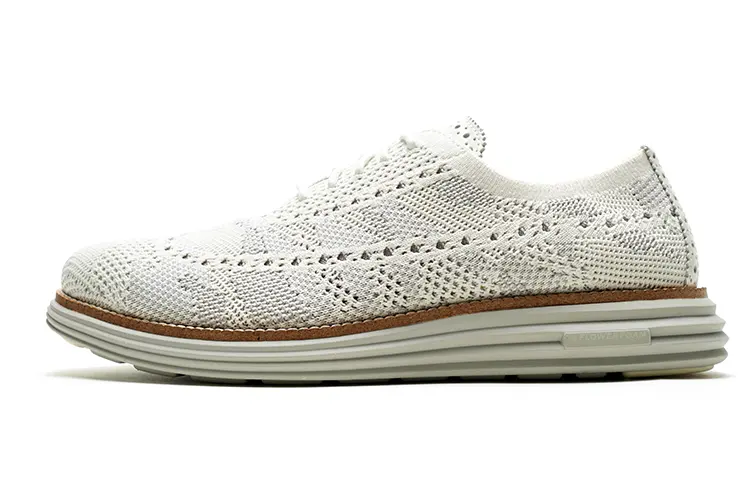 COLE HAAN Textile, Cow Leather Low top Sports Casual Shoes Men's White