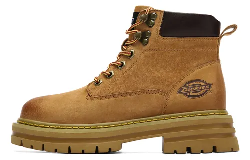 Dickies Leather Short Combat Boots Unisex Earth Yellow