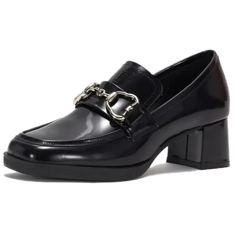 Teenie Weenie Cow Leather Loafers 5CM Women's Black