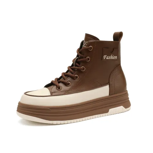 D FUSE SCANDINAVIA Leather Platform Fleece Lined, Trendy And Versatile Thermal Lightweight Thermal Lightweight High top