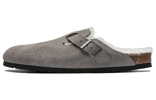 Boston Birkenstock Shearling Suede 'Stone Coin'