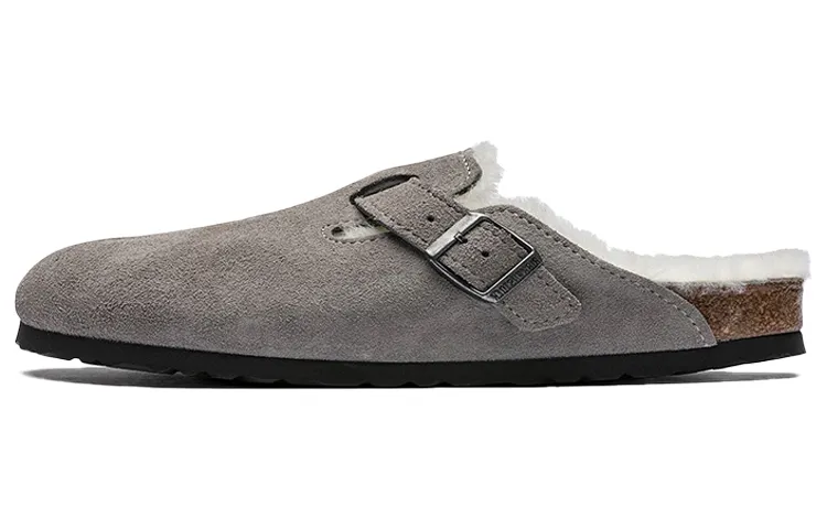 Boston Birkenstock Shearling Suede 'Stone Coin'