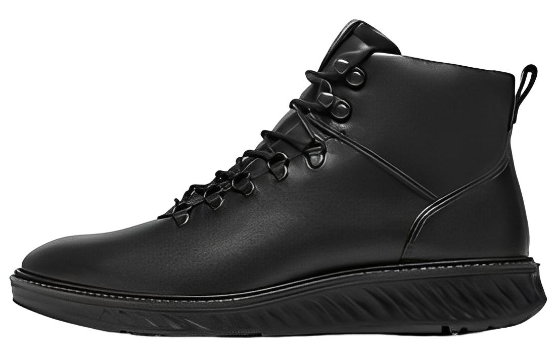 Ecco ST. 1 Mixed Collection Cow Leather Ankle Length Combat Boots Men's Magnet Gray