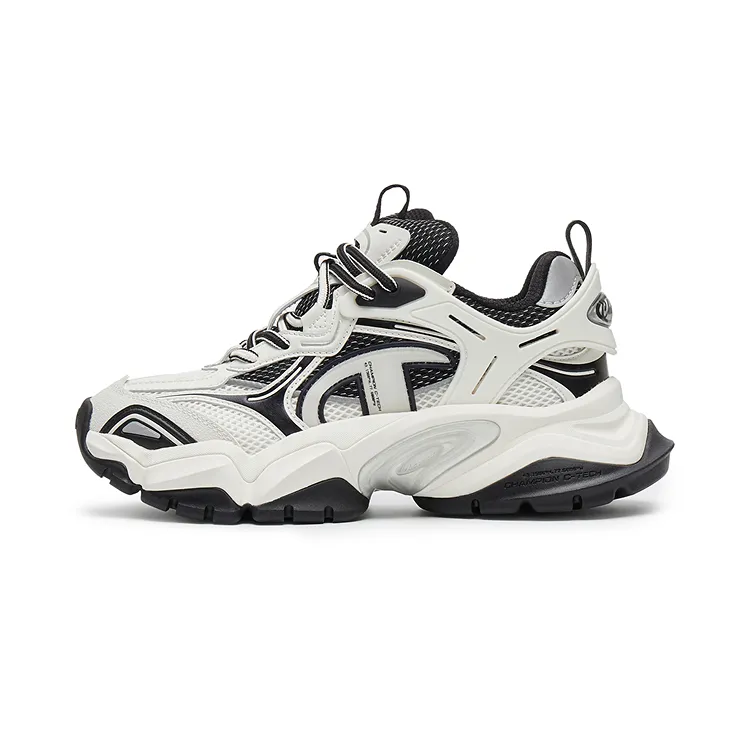 Champion Tooth Shark Shoes Power Armor Low top Chunky Sneakers Women's Milk White/Black