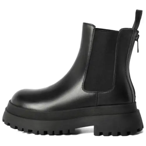 BELLE Cow Leather 13.5cm Chelsea Boots 4cm Women's Black