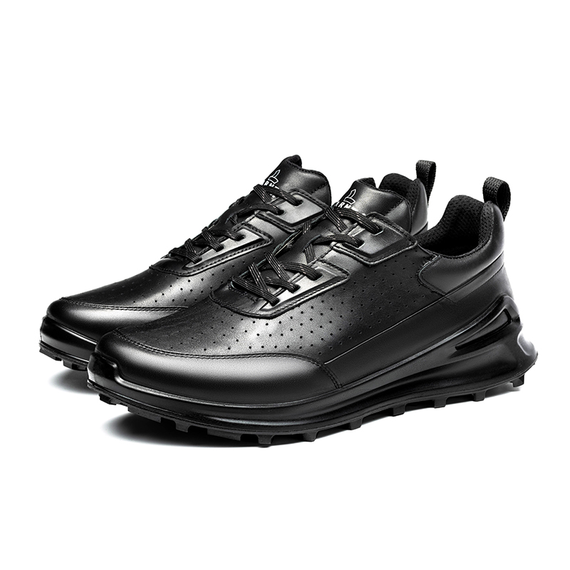 LAORENTOU Top Grain Cow Leather Low top Running Shoes Men’s Black