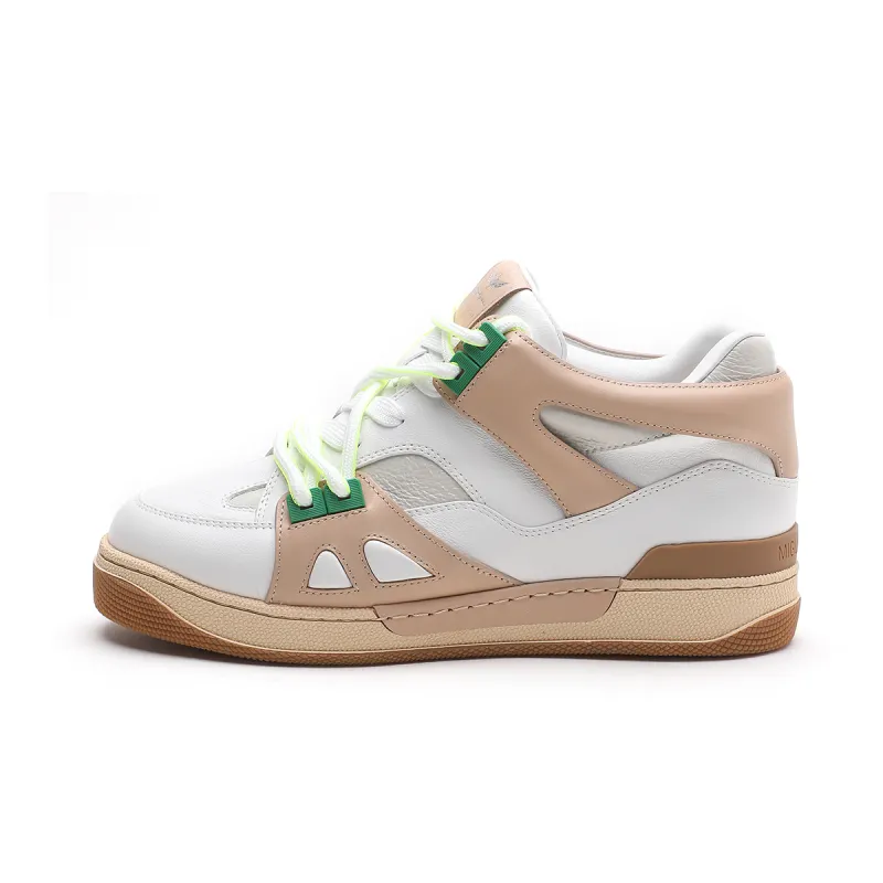 Miguel Vieira Cow Leather Slip Resistant Low top Skateboard Shoes Women's Apricot/Black/White