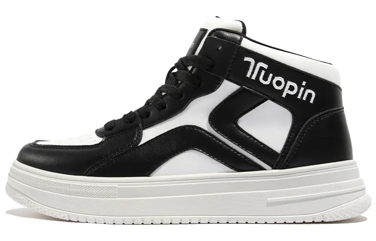 TUOPIN Synthetic Leather Slip Resistant Abrasion Resistant High top Skateboard Shoes Men's
