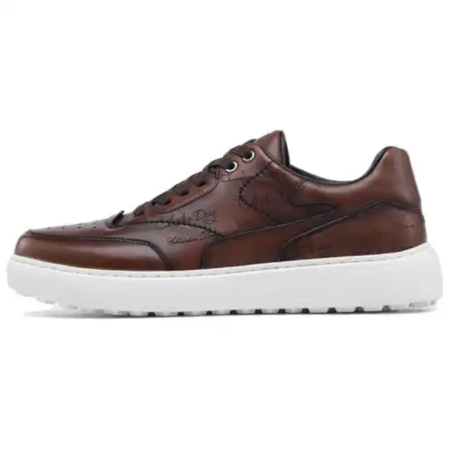 Chrisdien Deny Leather Low top Skateboard Shoes Men's Brown