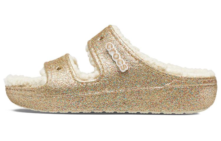 Crocs Classic Cozzzy Glitter Sandals 'Multi Gold' Women's