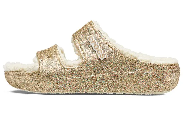 Crocs Classic Cozzzy Glitter Sandals 'Multi Gold' Women's