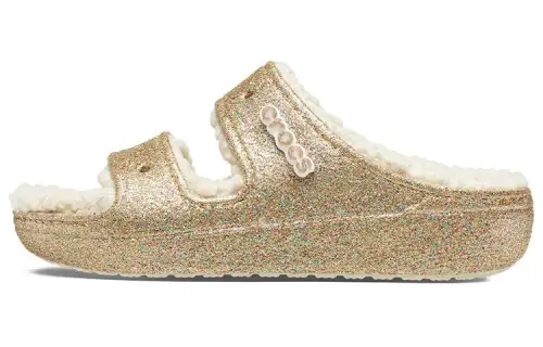 Crocs Classic Cozzzy Glitter Sandals 'Multi Gold' Women's